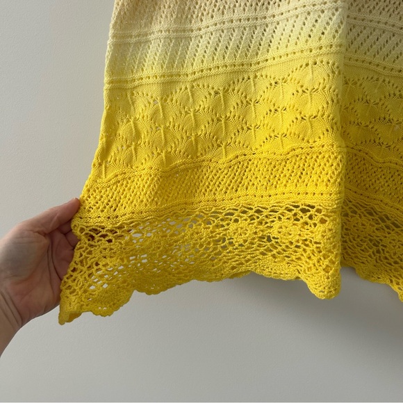 Free People Yellow Cream Stripe Ombre Crochet Knit Y2K Sleeveless Tank M NWT - Picture 4 of 9